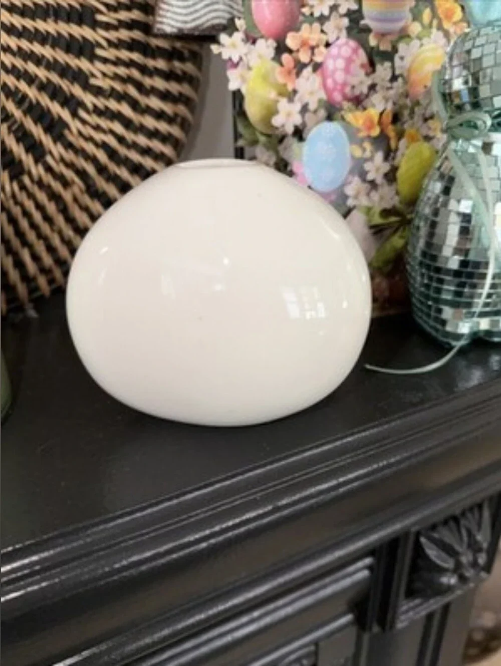Crate & Barrel White Bean Vase 4